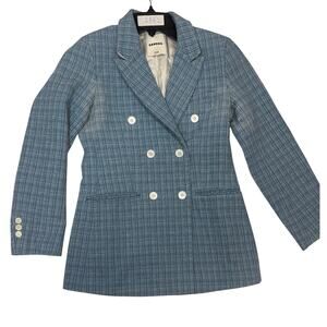 Sandro womens Woven tweed  blue Suit Blazer, 34 ( size 0)